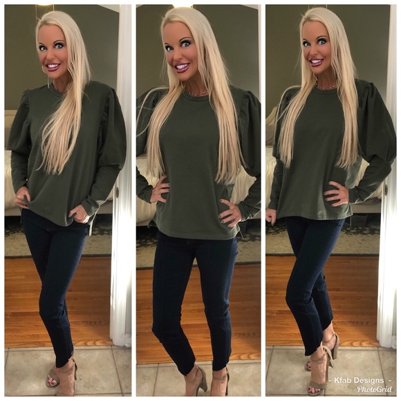 Tops - LAST 1! 😘Olive Shearing Sleeve Cozy Tunic!